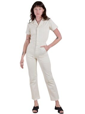 NWOT Big Bud Press Short Sleeve Jumpsuit Vintage White Size Small